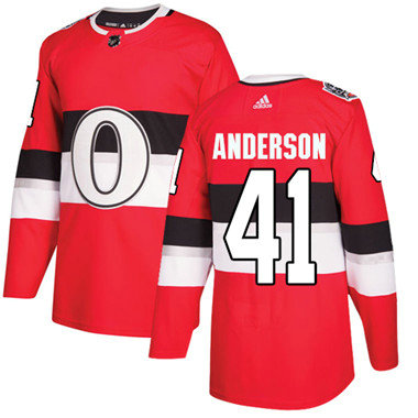 Kid Adidas Senators 41 Craig Anderson Red Authentic 2017 100 Classic Stitched NHL Jersey