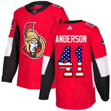 Kid Adidas Senators 41 Craig Anderson Red Home Authentic USA Flag Stitched NHL Jersey