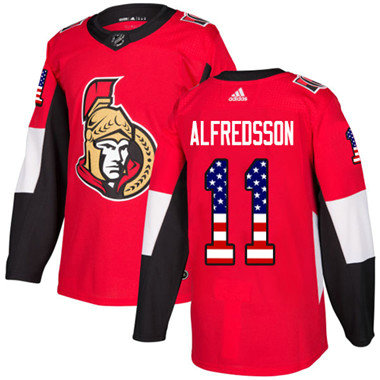 Kid Adidas Senators 11 Daniel Alfredsson Red Home Authentic USA Flag Stitched NHL Jersey