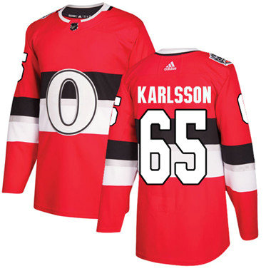 Kid Adidas Senators 65 Erik Karlsson Red Authentic 2017 100 Classic Stitched NHL Jersey