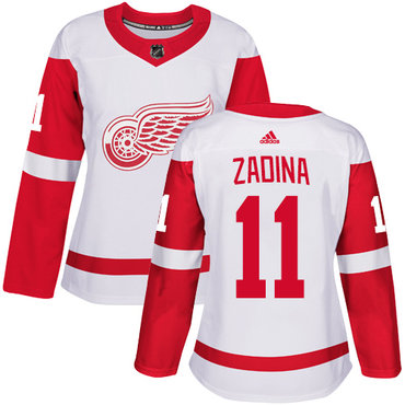 Women's Detroit Red Wings #11 Filip Zadina Authentic White Away Jersey