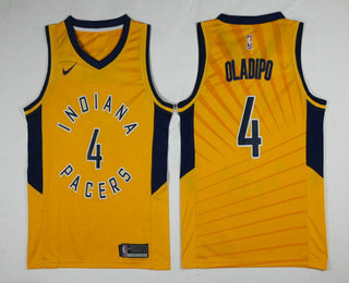 Men's Indiana Pacers #4 Victor Oladipo New Yellow 2017-2018 Nike Swingman Stitched NBA Jersey