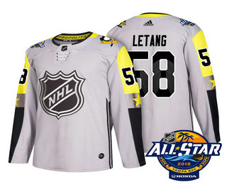 Men's Pittsburgh Penguins #58 Kris Letang Grey 2018 NHL All-Star Stitched Ice Hockey Jersey