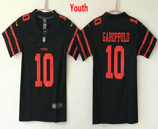 Youth San Francisco 49ers #10 Jimmy Garoppolo Black 2017 Vapor Untouchable Stitched NFL Nike Limited Jersey