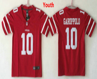 Youth San Francisco 49ers #10 Jimmy Garoppolo Red 2017 Vapor Untouchable Stitched NFL Nike Limited Jersey