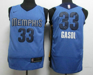 Men's Memphis Grizzlies #33 Marc Gasol New Light Blue 2017-2018 Nike Authentic Stitched NBA Jersey
