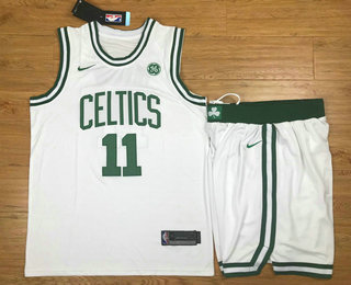 Men's Boston Celtics #11 Kyrie Irving White 2017-2018 Nike Swingman Stitched NBA Jersey With Shorts