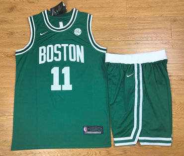 Men's Boston Celtics #11 Kyrie Irving Green 2017-2018 Nike Swingman Stitched NBA Jersey With Shorts