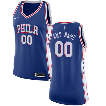 Women's Customized Philadelphia 76ers Swingman Blue Nike NBA Icon Edition Jersey