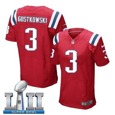 Nike New England Patriots #3 Stephen Gostkowski Red 2018 Super Bowl LII Elite Jersey