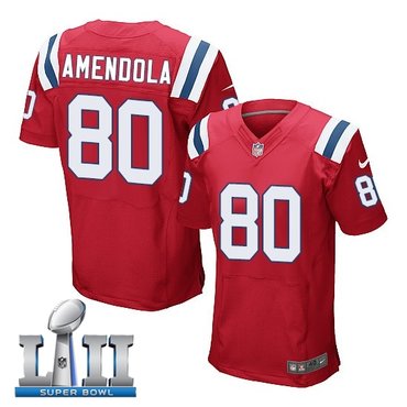 Nike New England Patriots #80 Danny Amendola Red 2018 Super Bowl LII Elite Jersey