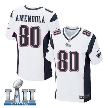 Nike New England Patriots #80 Danny Amendola White 2018 Super Bowl LII Elite Jersey