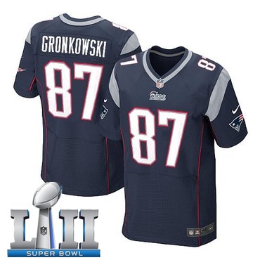 Nike New England Patriots #87 Rob Gronkowski Navy 2018 Super Bowl LII Elite Jersey