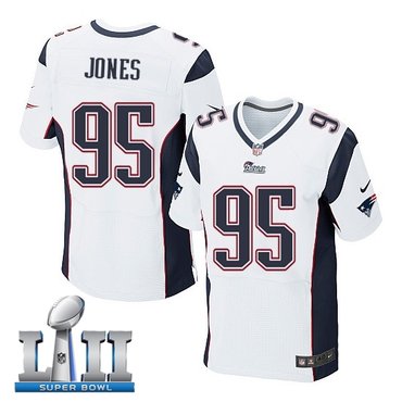 Nike New England Patriots #95 Chandler Jones White 2018 Super Bowl LII Elite Jersey