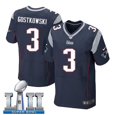 Nike New England Patriots #3 Stephen Gostkowski Navy 2018 Super Bowl LII Elite Jersey