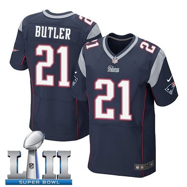 Nike New England Patriots #21 Malcolm Butler Navy 2018 Super Bowl LII Elite Jersey