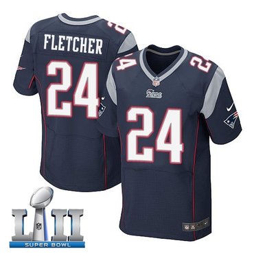 Nike New England Patriots #24 Bradley Fletcher Navy 2018 Super Bowl LII Elite Jersey