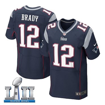 Nike New England Patriots #12 Tom Brady Navy 2018 Super Bowl LII Elite Jersey