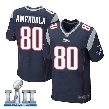 Nike New England Patriots #80 Danny Amendola Navy 2018 Super Bowl LII Elite Jersey