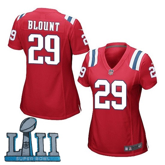 Women Nike New England Patriots #29 LeGarrette Blount Red 2018 Super Bowl LII Game Jersey