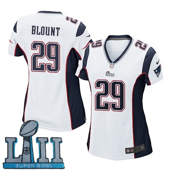 Women Nike New England Patriots #29 LeGarrette Blount White 2018 Super Bowl LII Game Jersey