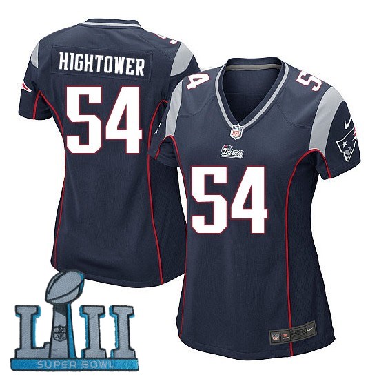 Women Nike New England Patriots #54 Dont'a Hightower Navy 2018 Super Bowl LII Game Jersey