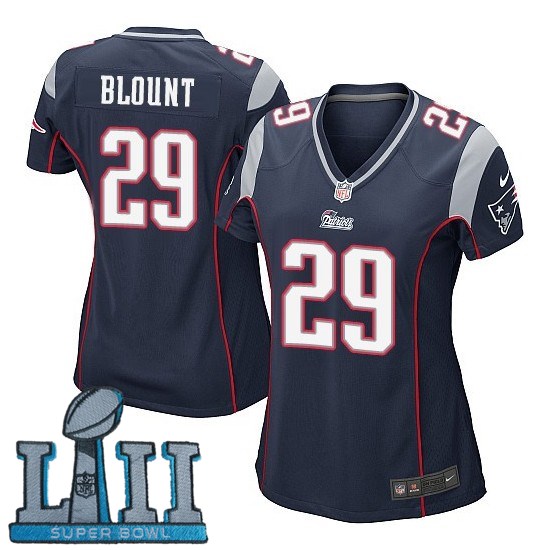 Women Nike New England Patriots #29 LeGarrette Blount Navy 2018 Super Bowl LII Game Jersey