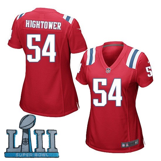 Women Nike New England Patriots #54 Dont'a Hightower Red 2018 Super Bowl LII Game Jersey