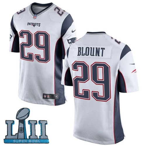 Youth Nike New England Patriots #29 LeGarrette Blount White 2018 Super Bowl LII Game Jersey