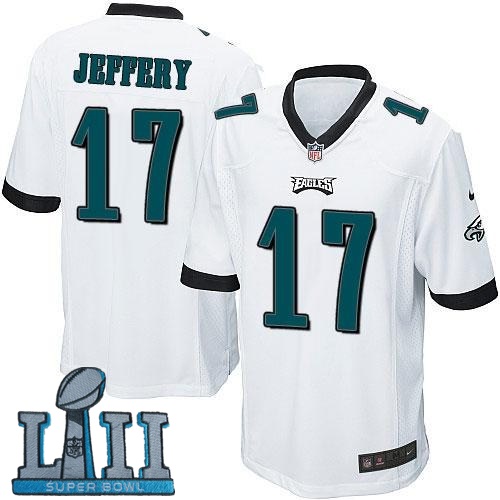 Youth Nike Philadelphia Eagles #17 Alshon Jeffery White 2018 Super Bowl LII Game Jersey