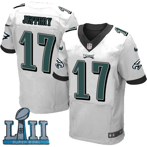 Nike Philadelphia Eagles #17 Alshon Jeffery White 2018 Super Bowl LII Elite Jersey