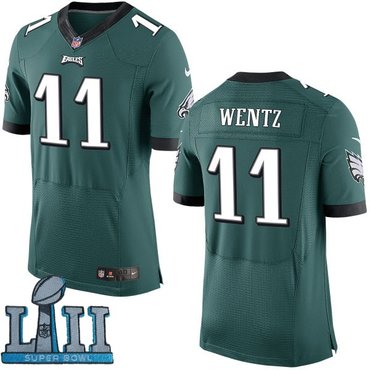 Nike Philadelphia Eagles #11 Carson Wentz Green 2018 Super Bowl LII Elite Jersey