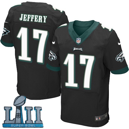 Nike Philadelphia Eagles #17 Alshon Jeffery Black 2018 Super Bowl LII Elite Jersey