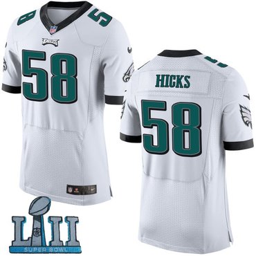 Nike Philadelphia Eagles #58 Jordan Hicks White 2018 Super Bowl LII Elite Jersey