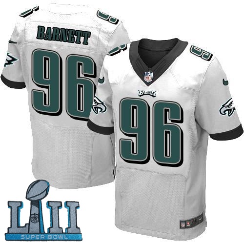 Nike Philadelphia Eagles #96 Derek Barnett White 2018 Super Bowl LII Elite Jersey