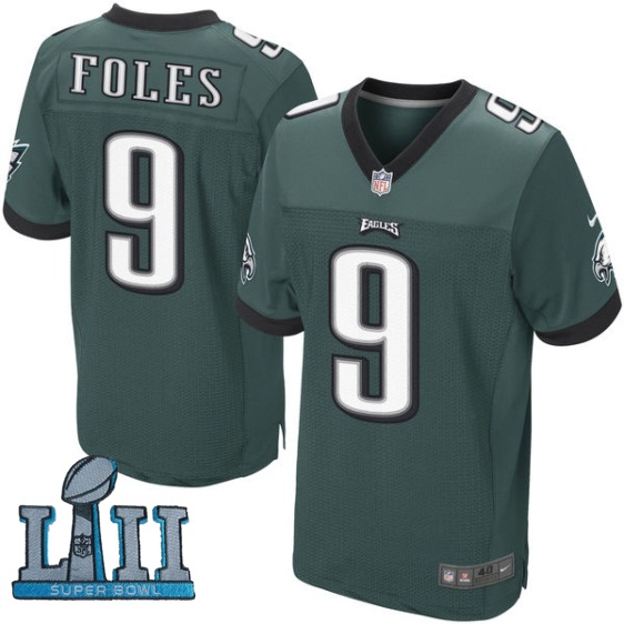 Nike Philadelphia Eagles #9 Nick Foles Green 2018 Super Bowl LII Elite Jersey