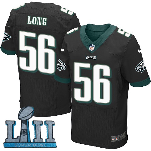 Nike Philadelphia Eagles #56 Chris Long Black 2018 Super Bowl LII Elite Jersey