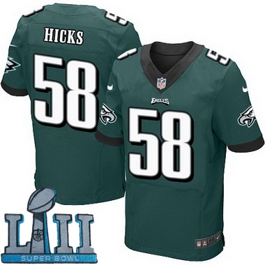 Nike Philadelphia Eagles #58 Jordan Hicks Green 2018 Super Bowl LII Elite Jersey
