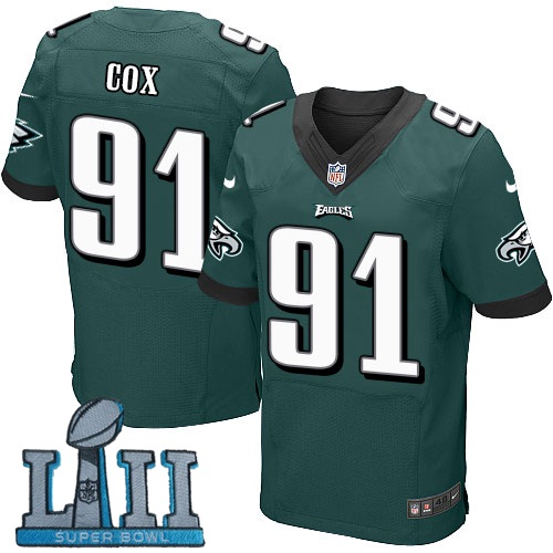 Nike Philadelphia Eagles #91 Fletcher Cox Green 2018 Super Bowl LII Elite Jersey