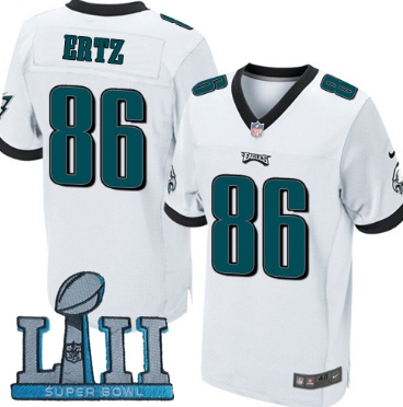 Nike Philadelphia Eagles #86 Zach Ertz White 2018 Super Bowl LII Elite Jersey