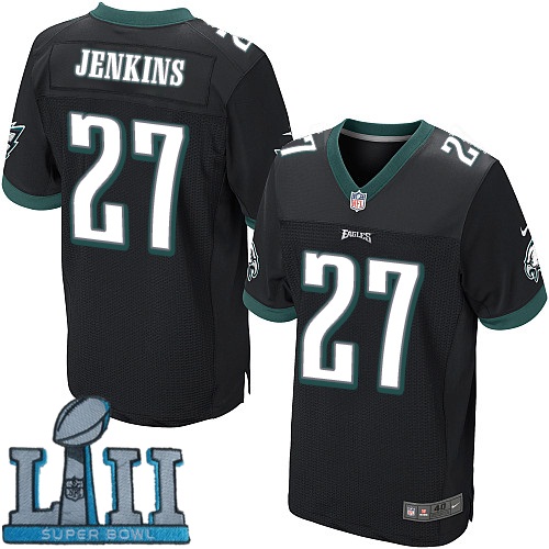 Nike Philadelphia Eagles #27 Malcolm Jenkins Black 2018 Super Bowl LII Elite Jersey