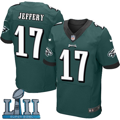 Nike Philadelphia Eagles #17 Alshon Jeffery Green 2018 Super Bowl LII Elite Jersey
