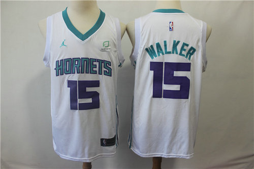 Nike Hornets 15 Kemba Walker White NBA Jordan Swingman Jersey