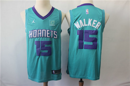 Nike Hornets 15 Kemba Walker Teal NBA Jordan Swingman Jersey