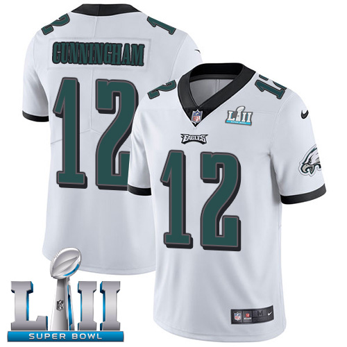Men's Nike Eagles #12 Randall Cunningham White Super Bowl LII Stitched NFL Vapor Untouchable Limited Jersey