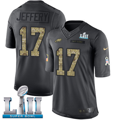 Men's Nike Eagles #17 Alshon Jeffery Black Super Bowl LII Stitched NFL Limited 2016 Salute To Service Jersey