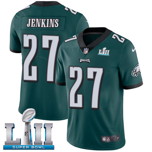 Men's Nike Eagles #27 Malcolm Jenkins Midnight Green Team Color Super Bowl LII Stitched NFL Vapor Untouchable Limited Jersey