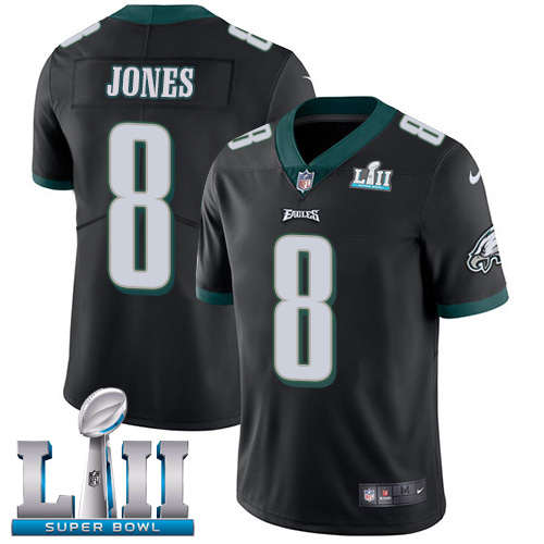 Men's Nike Eagles #8 Donnie Jones Black Alternate Super Bowl LII Stitched NFL Vapor Untouchable Limited Jersey