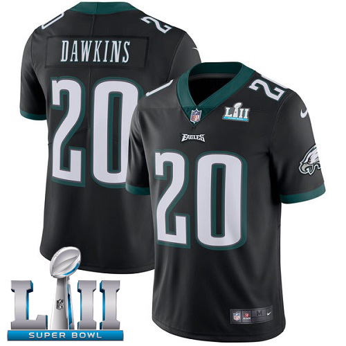 Men's Nike Eagles #20 Brian Dawkins Black Alternate Super Bowl LII Stitched NFL Vapor Untouchable Limited Jersey