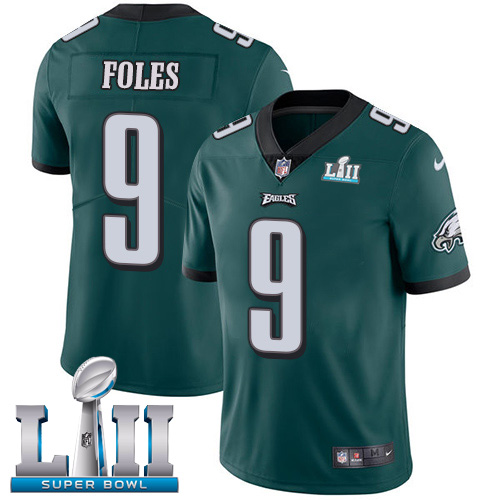 Men's Nike Eagles #9 Nick Foles Midnight Green Team Color Super Bowl LII Stitched NFL Vapor Untouchable Limited Jersey